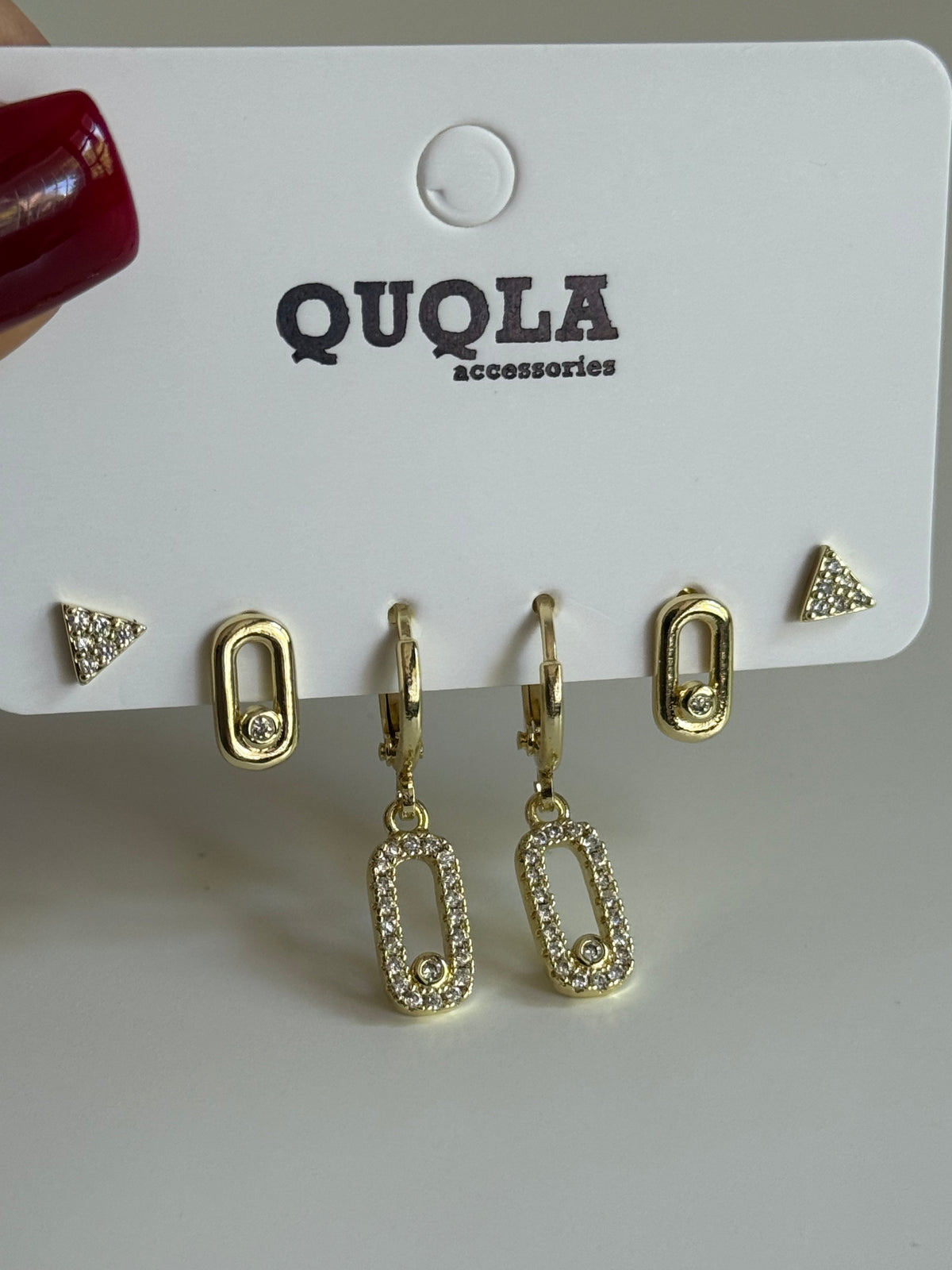 Gold Rengi Messi Sallantılı Set Küpe