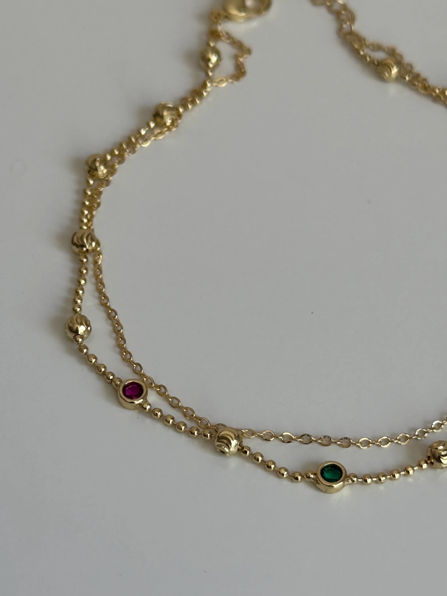 Gold Rengi Renkli Taşlı Dorika Model Kadın Halhal