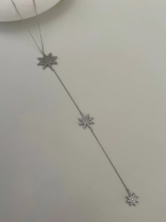 Zirkon Taşlı Kutup Yıldızı Sallantılı Y Kadın Kolye