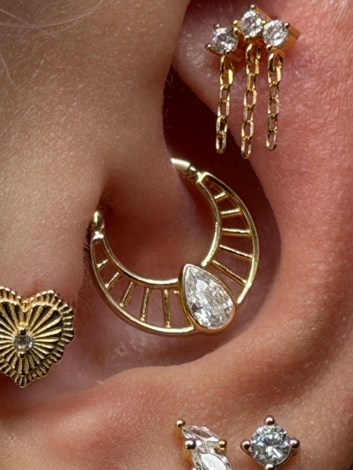 Gold Rengi 925 Ayar Gümüş Daith Piercing
