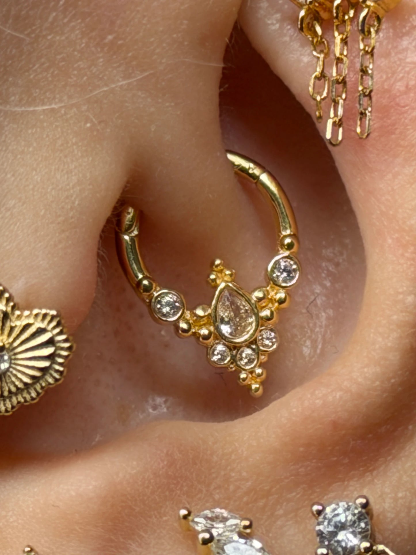Gold Rengi 925 Ayar Gümüş Daith Piercing
