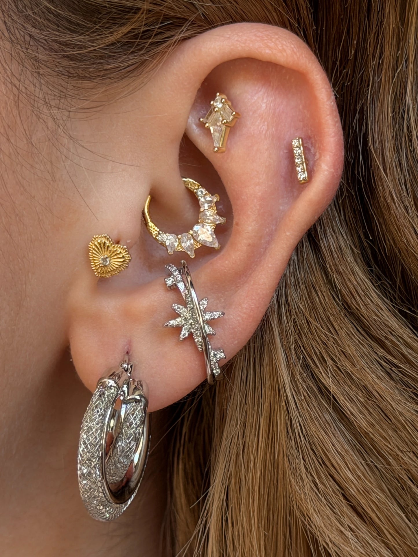 Gold Rengi Şerit Model Çelik Piercing