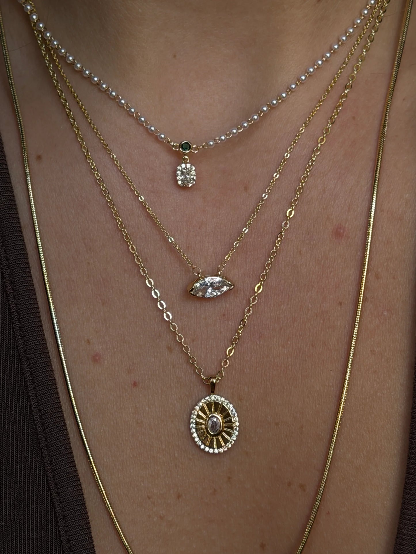Gold Rengi Markiz Model Kadın Kolye