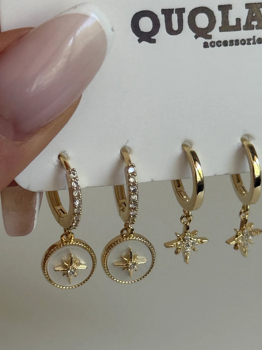 Gold Rengi Kutup Yıldızı Model Set Küpe