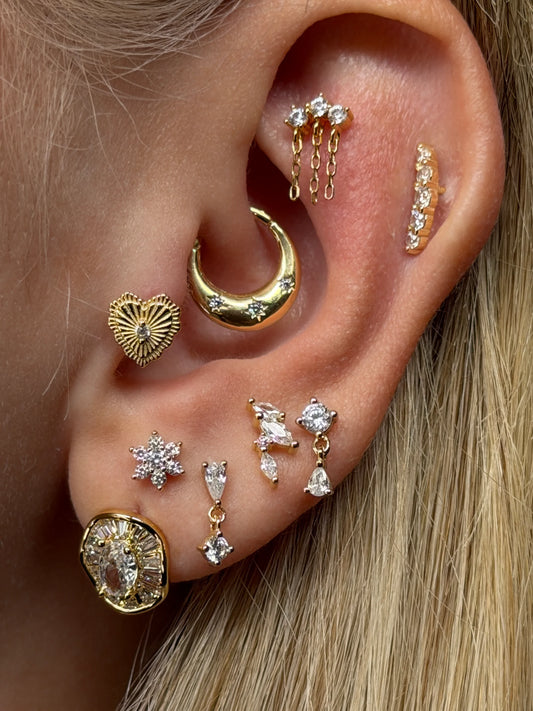 Gold Rengi 925 Ayar Gümüş Daith Piercing