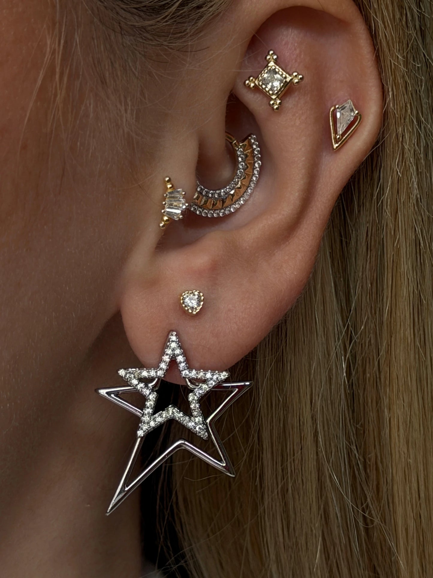 Gold Rengi 925 Ayar Gümüş Piercing