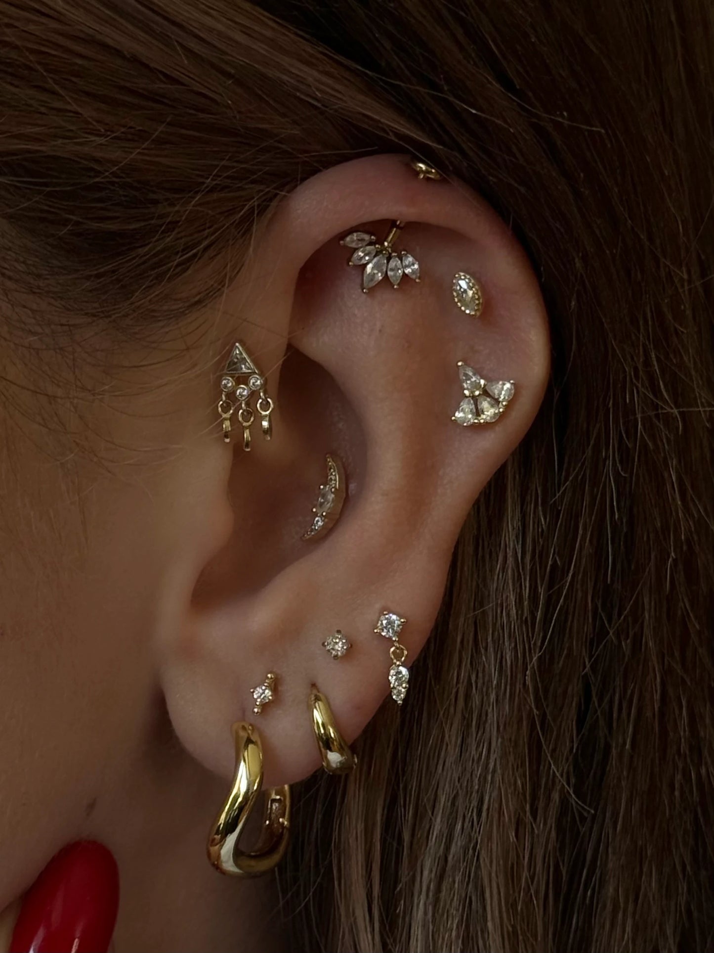 Gold Rengi 925 Ayar Gümüş Piercing