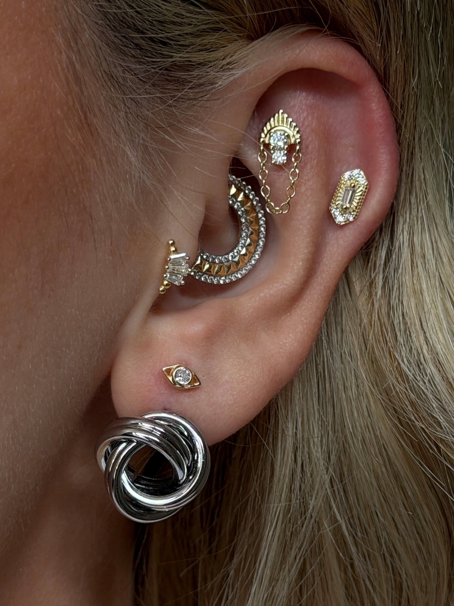 Gold Rengi Göz Model 925 Ayar Gümüş Piercing