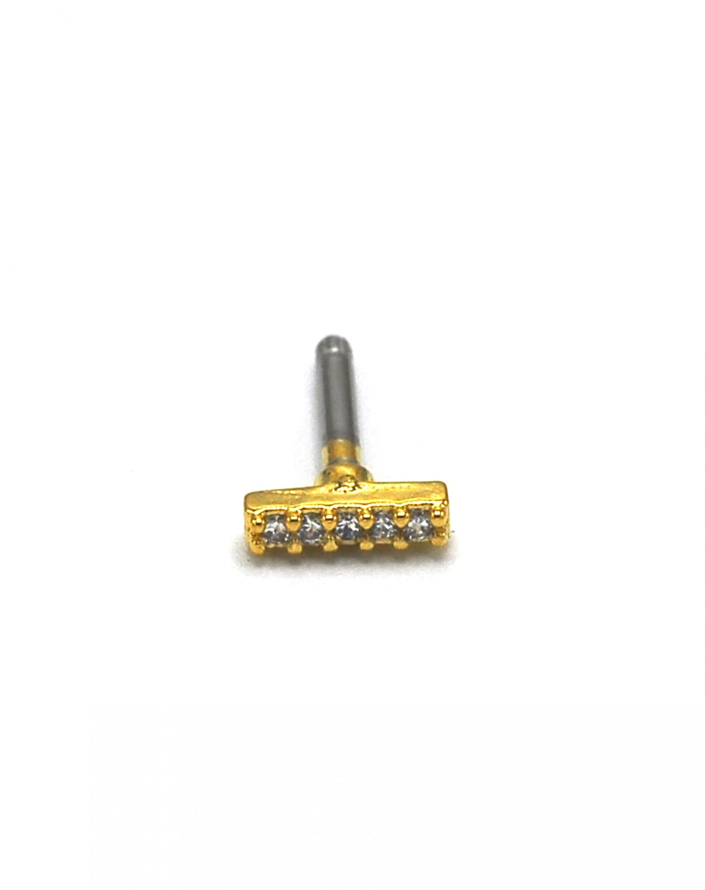 Zirkon Taşlı Gold Rengi Uzun Çizgi Piercing