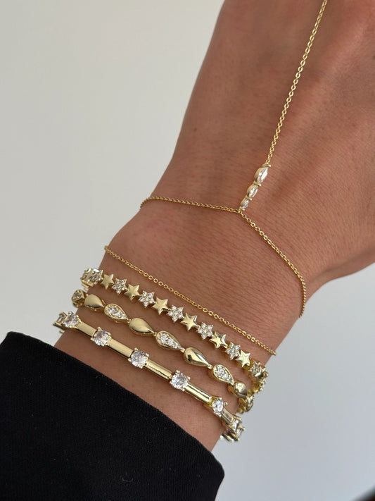 Gold Rengi Sıralı Yıldız Model Kadın Bileklik