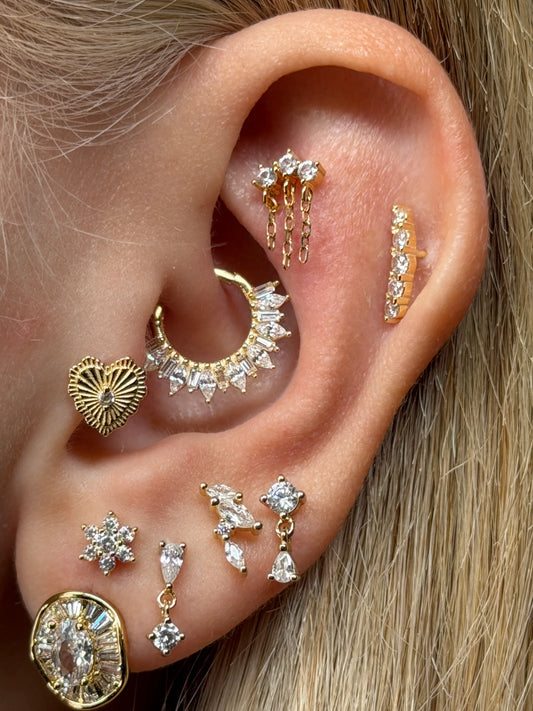 Gold Rengi 925 Ayar Gümüş Daith Piercing