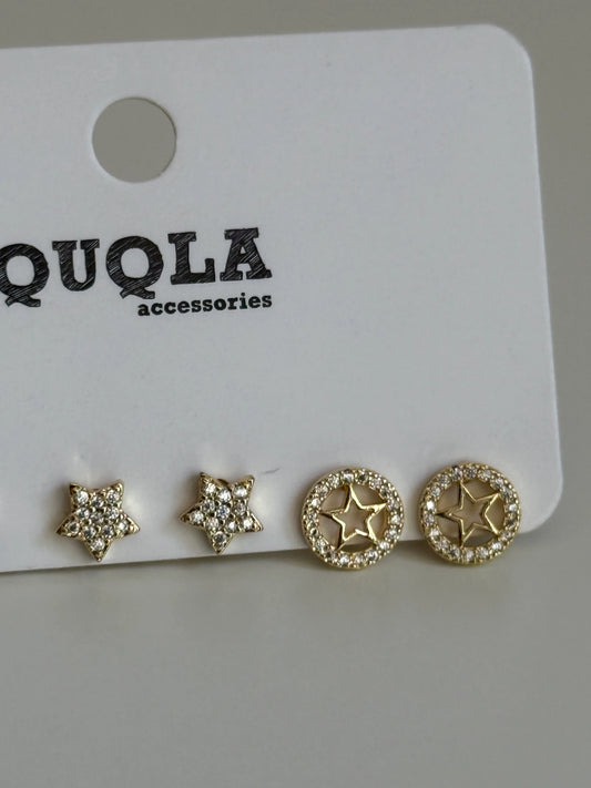 Gold Rengi Yıldız Model Set Küpe