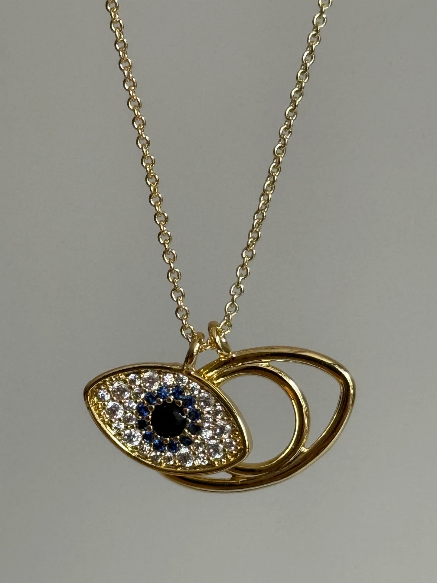Gold Rengi Taşlı Göz Model Kadın Kolye