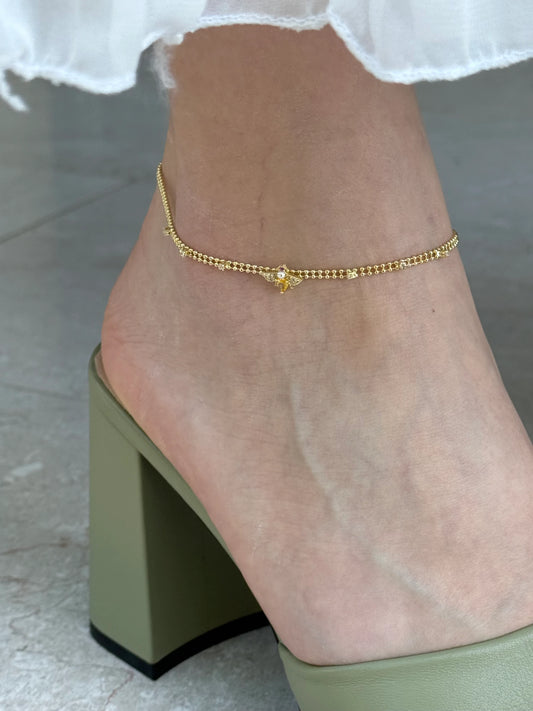 Gold Rengi Taşlı Arı Model Kadın Halhal
