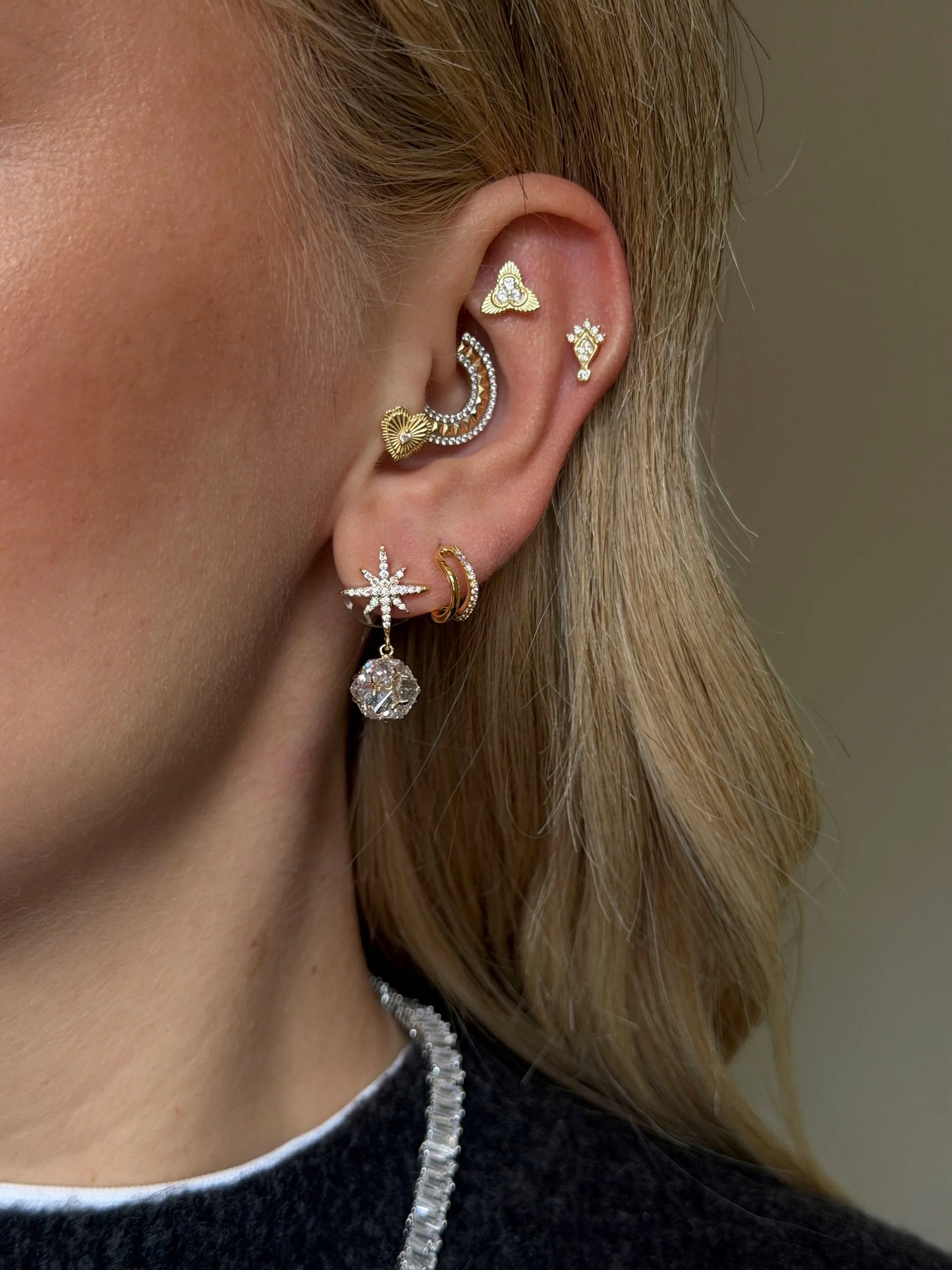 Gold Rengi 925 Ayar Gümüş Piercing