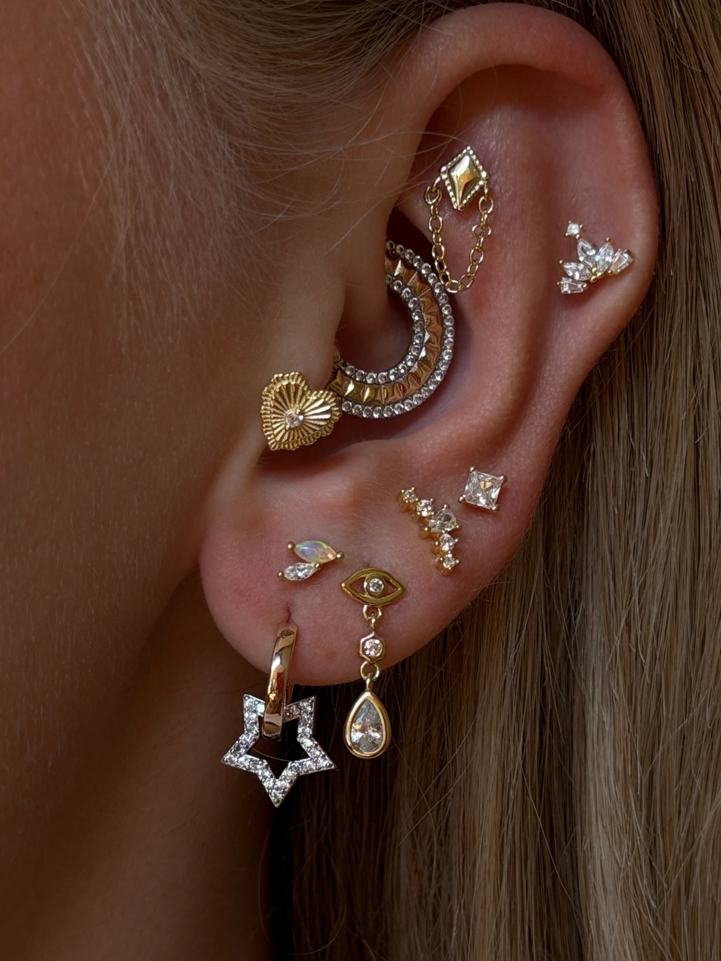 Gold Rengi 925 Ayar Gümüş Piercing