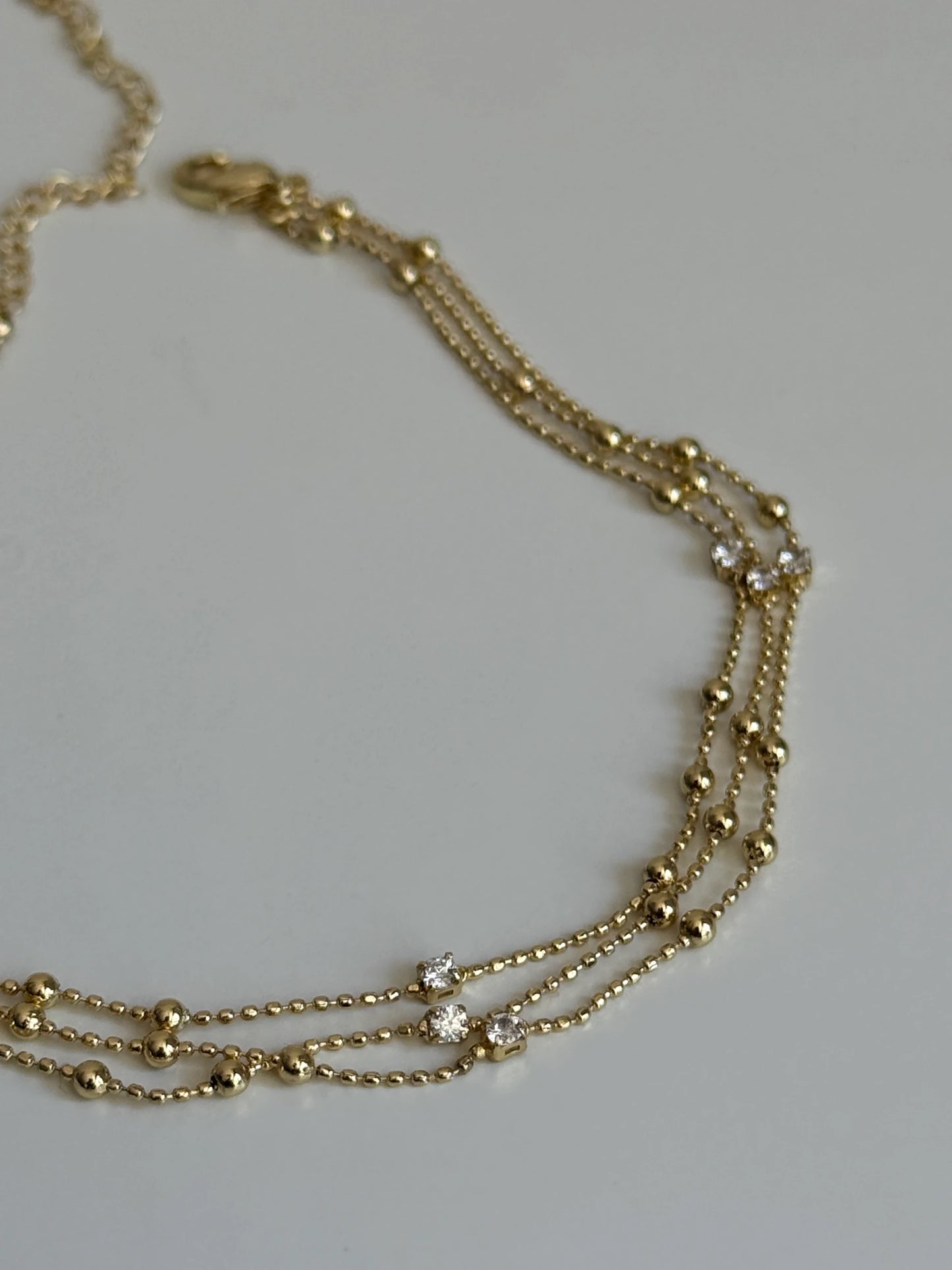 Gold Rengi Üç Sıra Top Top Kadın Halhal