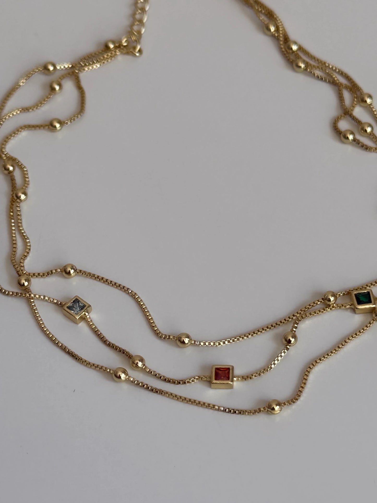 Gold Rengi Renkli Kare Taşlı Kadın Halhal