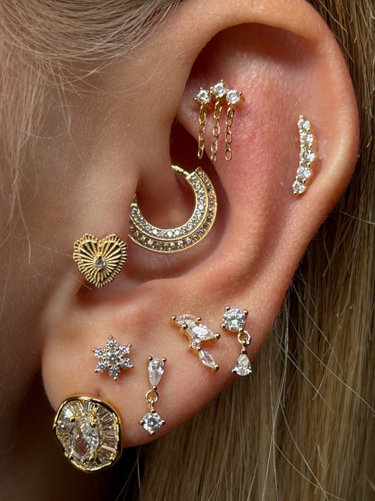 Gold Rengi 925 Ayar Gümüş Daith Piercing