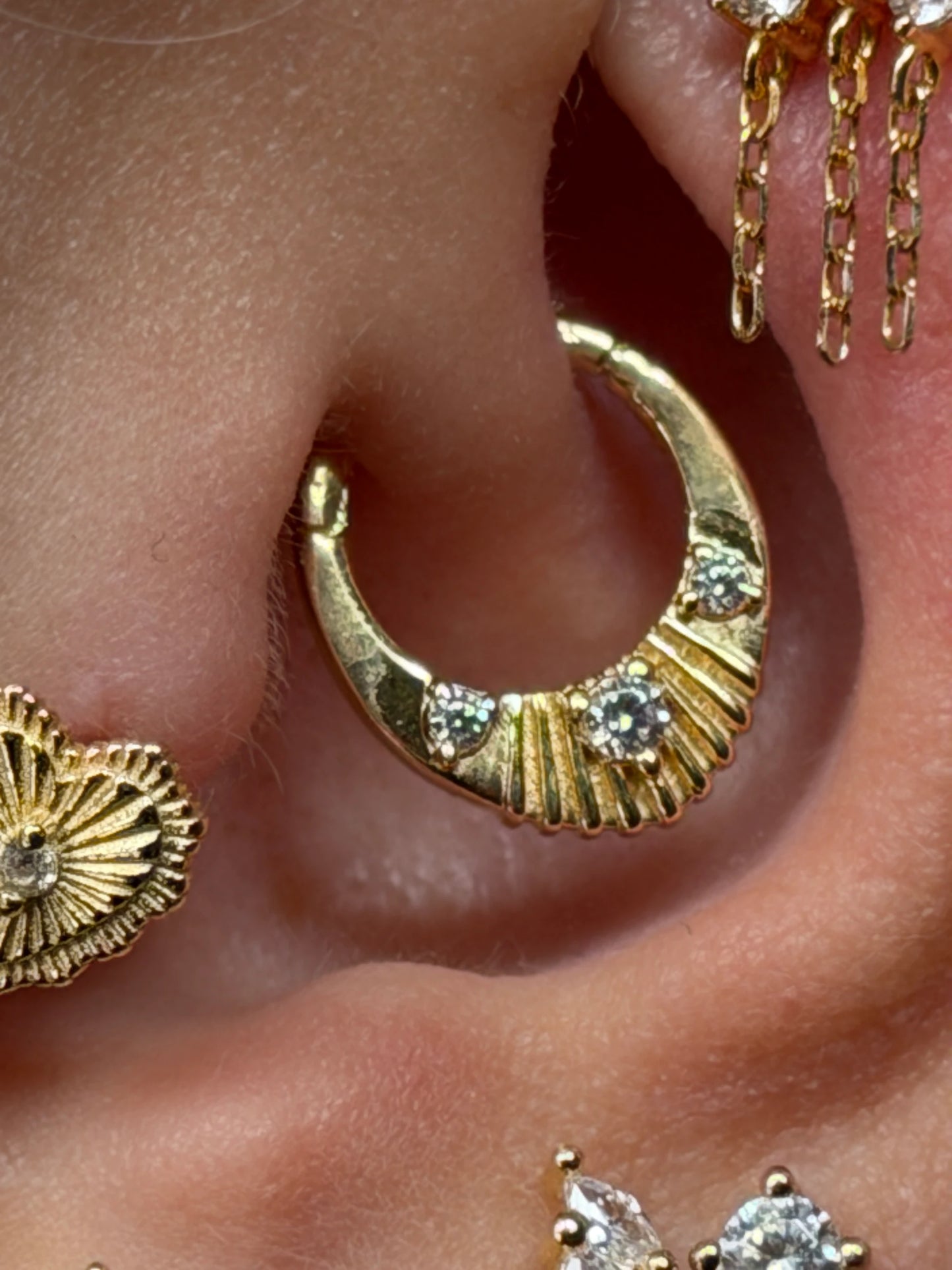 Gold Rengi 925 Ayar Gümüş Daith Piercing
