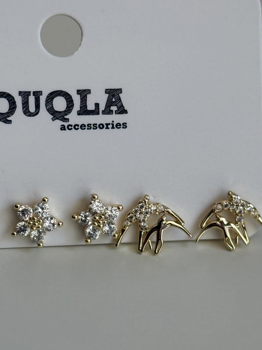 Gold Rengi Set Küpe