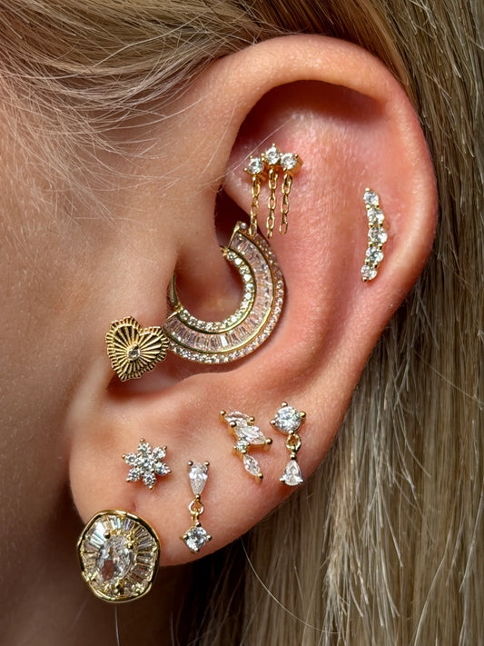 Gold Rengi 925 Ayar Gümüş Daith Piercing