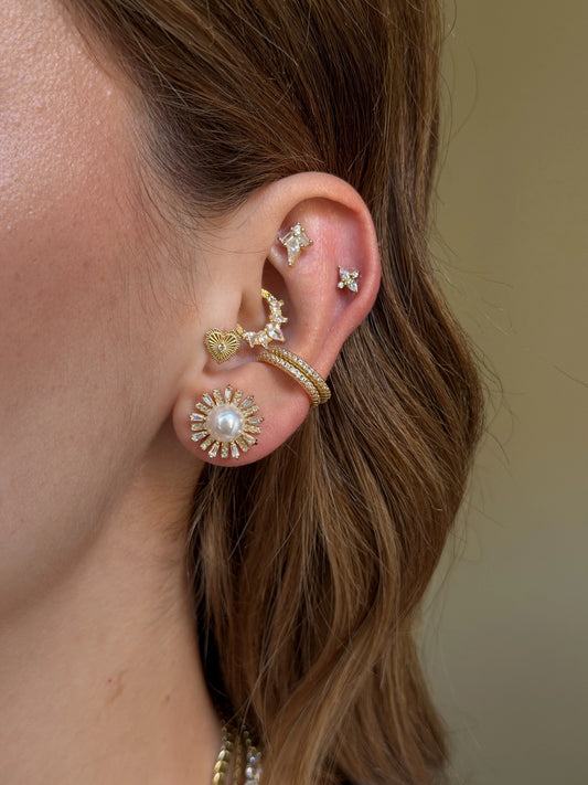 Gold Rengi Taşlı Çelik Piercing