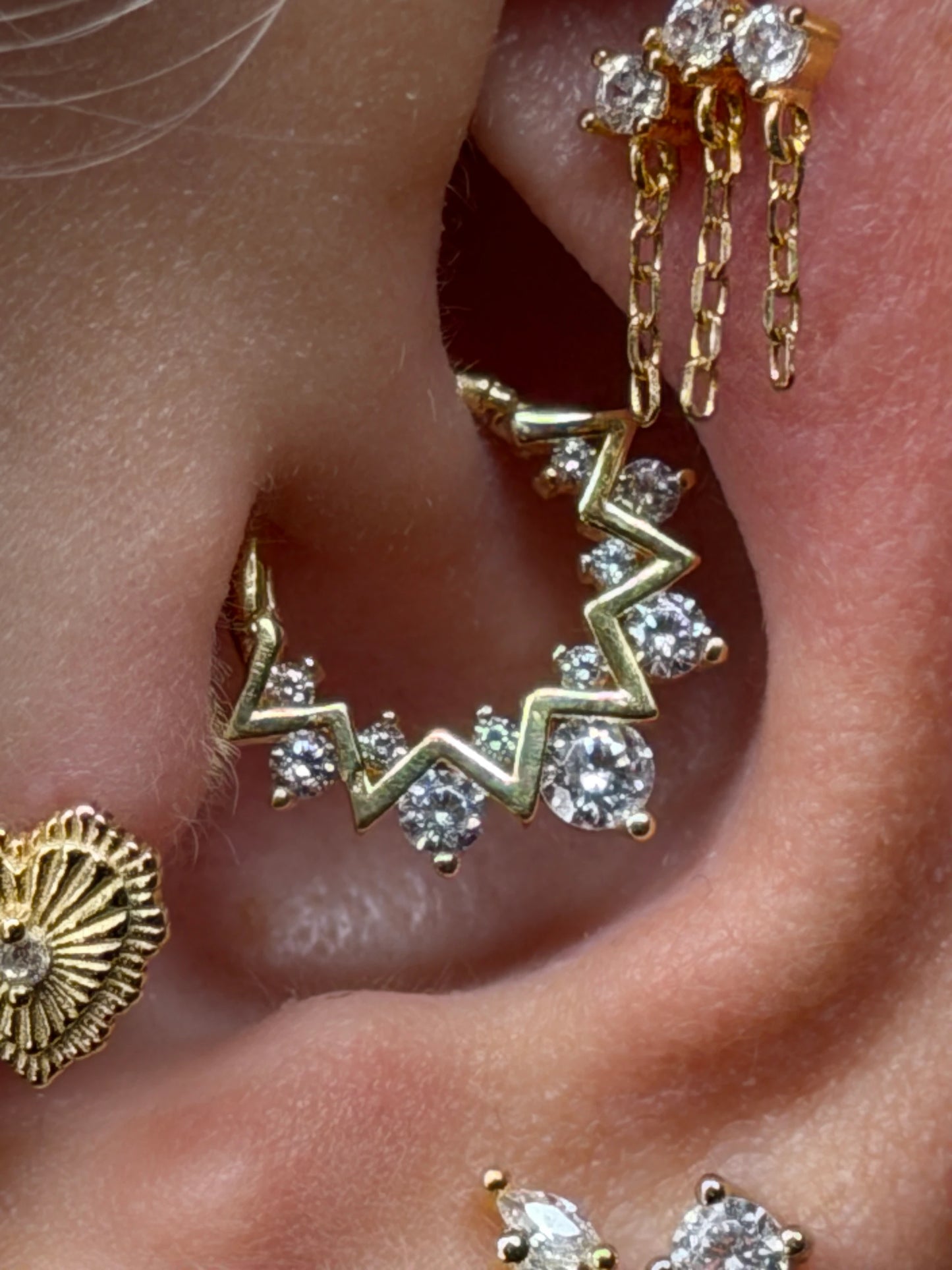 Gold Rengi 925 Ayar Gümüş Daith Piercing