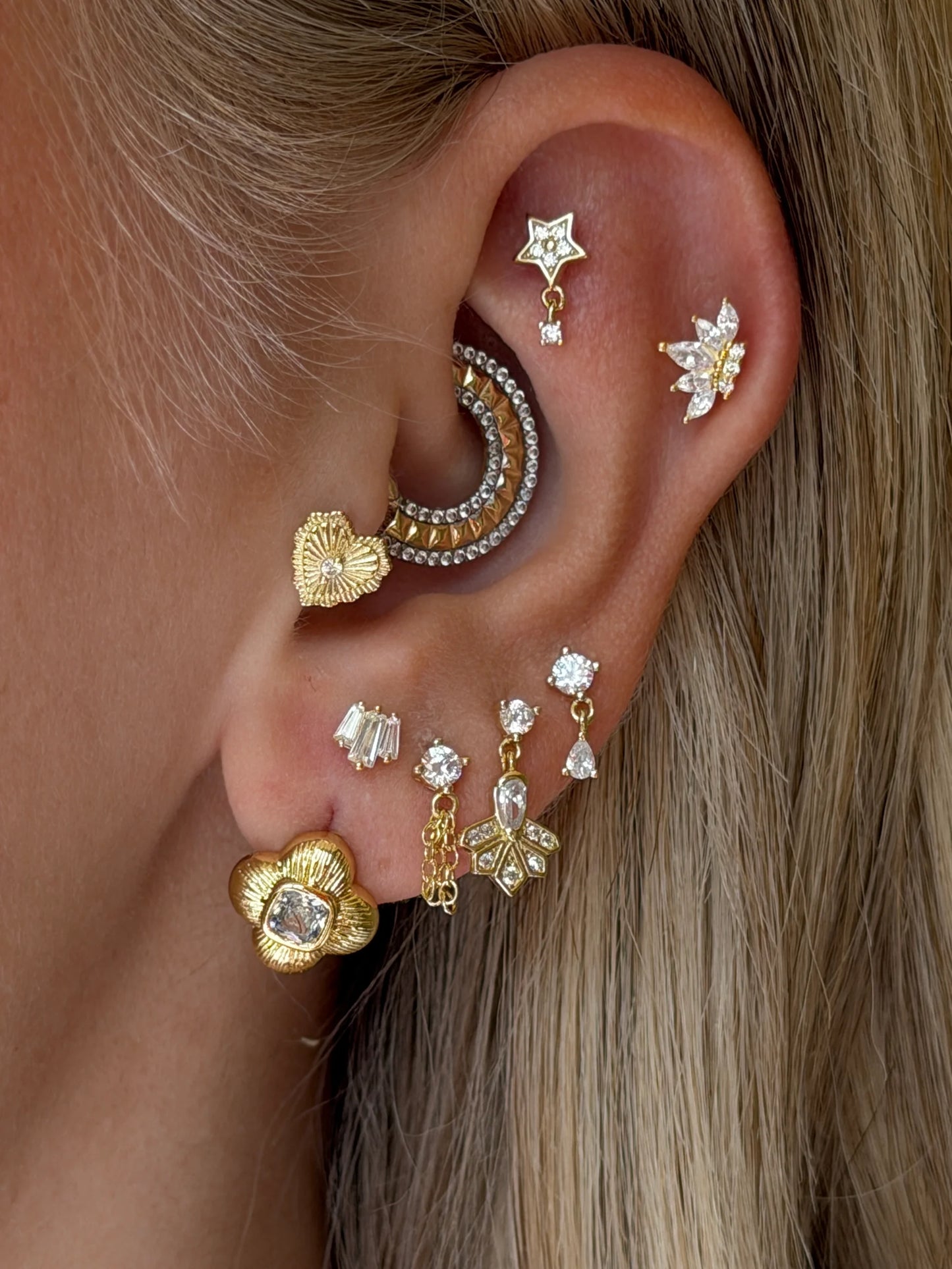 Gold Rengi 925 Ayar Gümüş Piercing