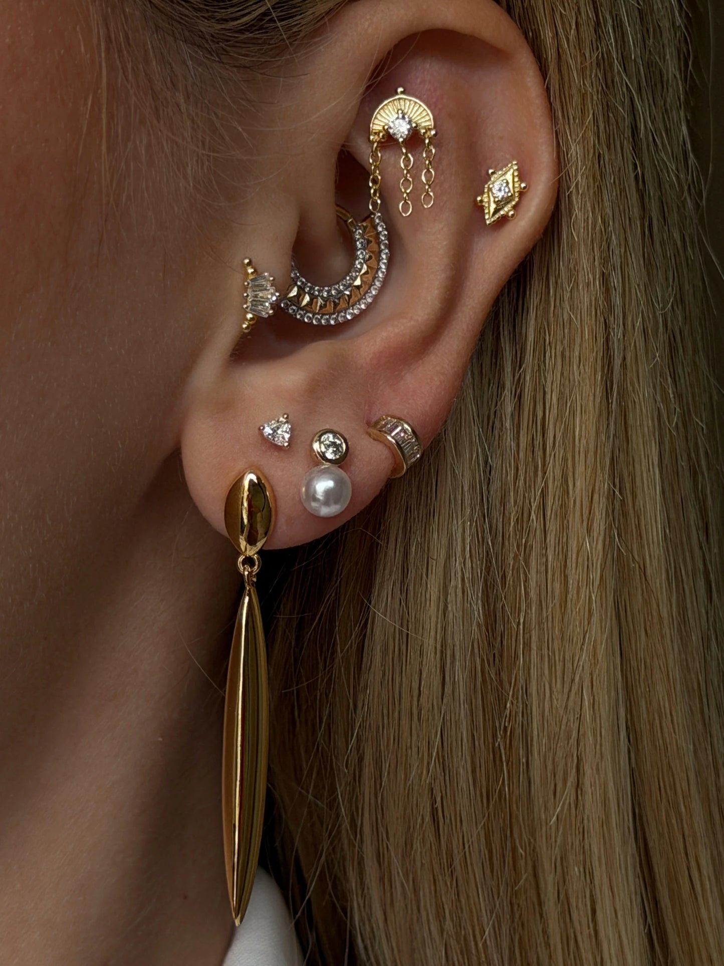 Gold Rengi 925 Ayar Gümüş Piercing