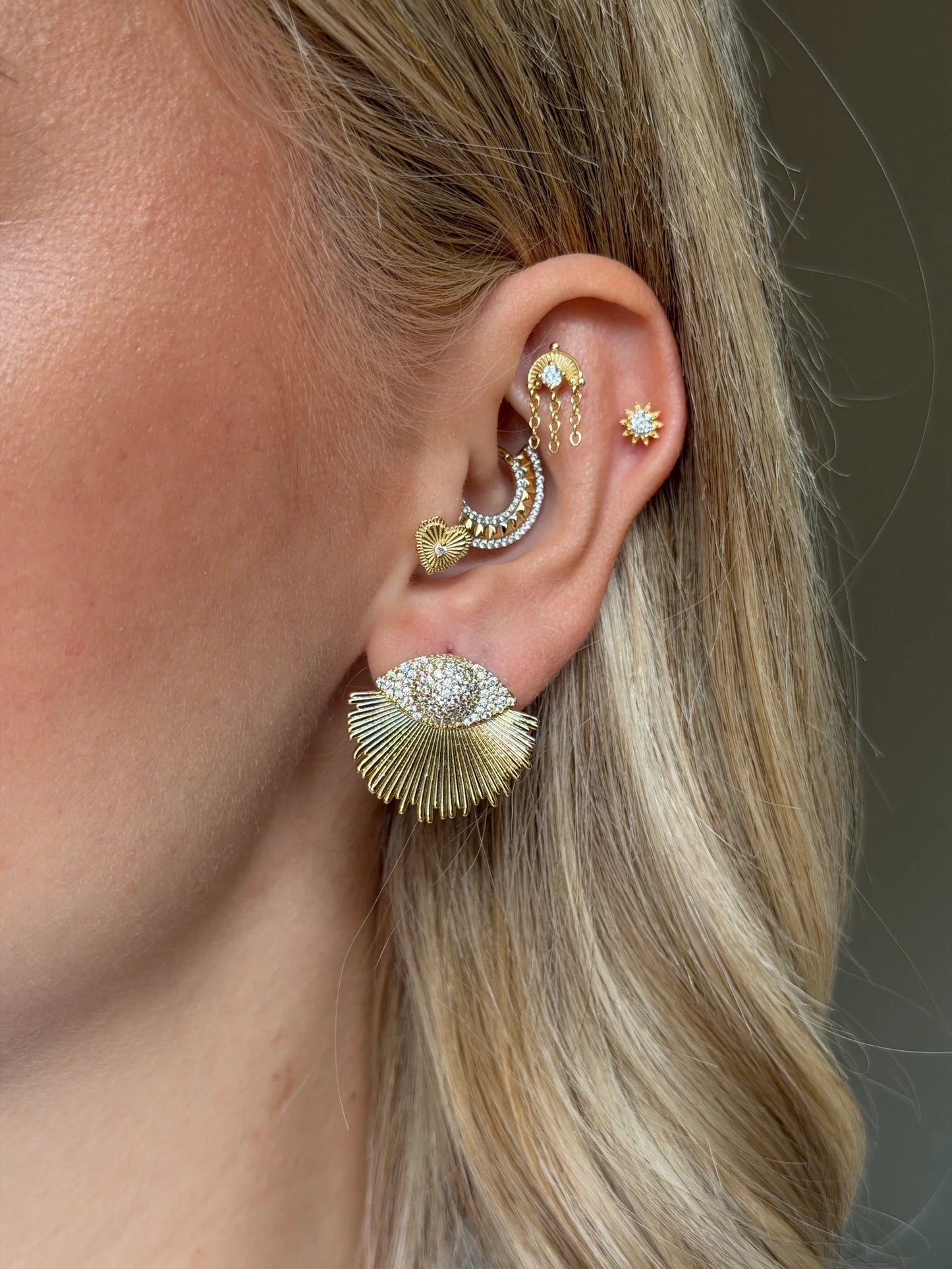 Gold Rengi 925 Ayar Gümüş Piercing