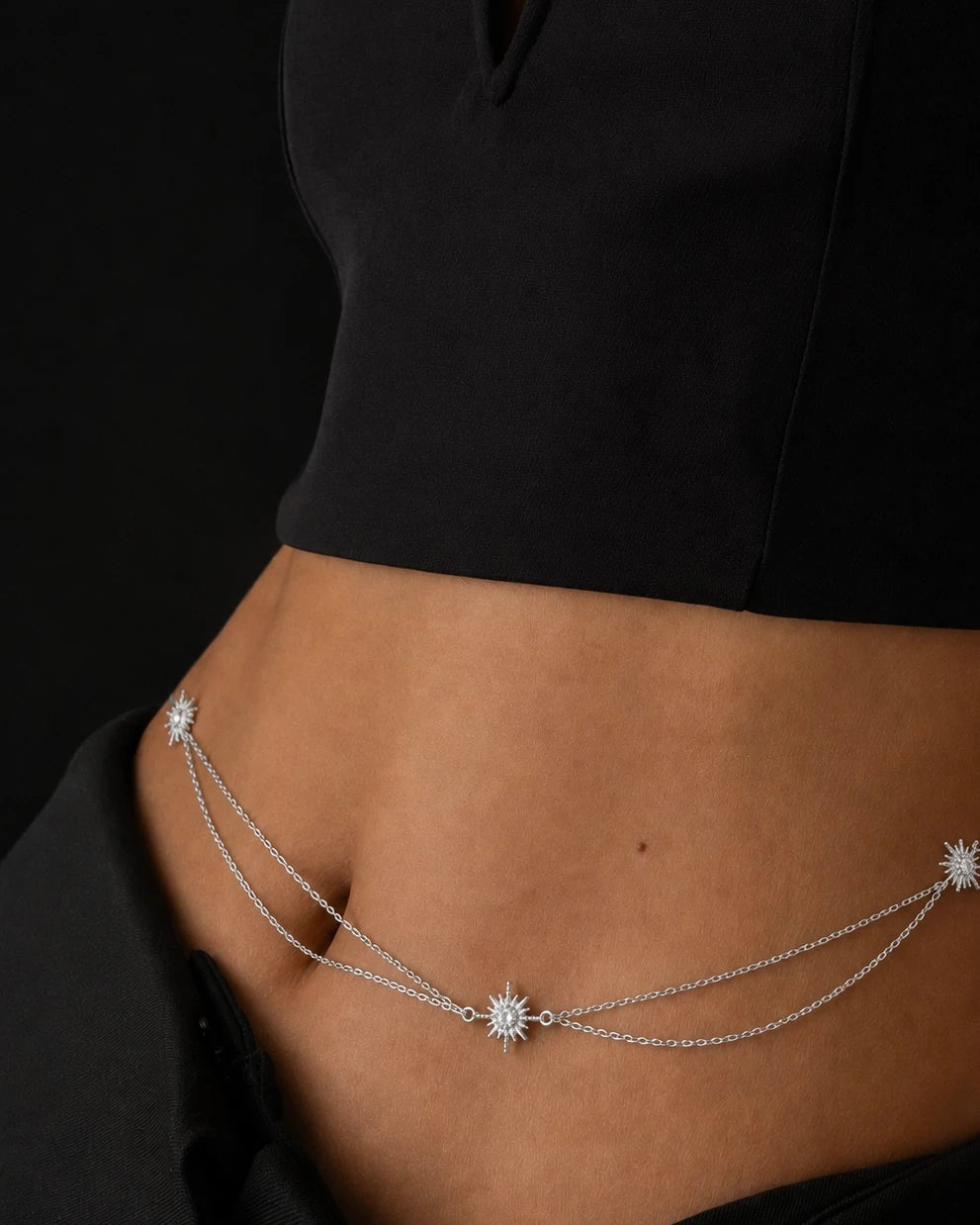 Gümüş Rengi Kutup Yıldızı Model Bel Zİnciri