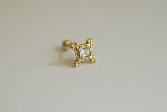 Gold Rengi 925 Ayar Gümüş Piercing