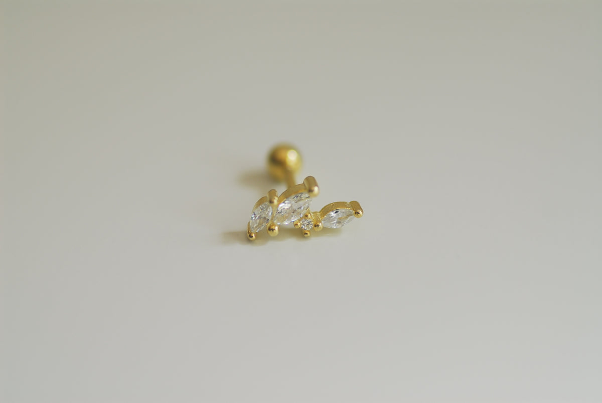 Gold Rengi 925 Ayar Gümüş Piercing