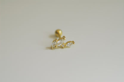 Gold Rengi 925 Ayar Gümüş Piercing