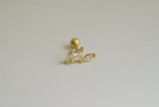 Gold Rengi 925 Ayar Gümüş Piercing