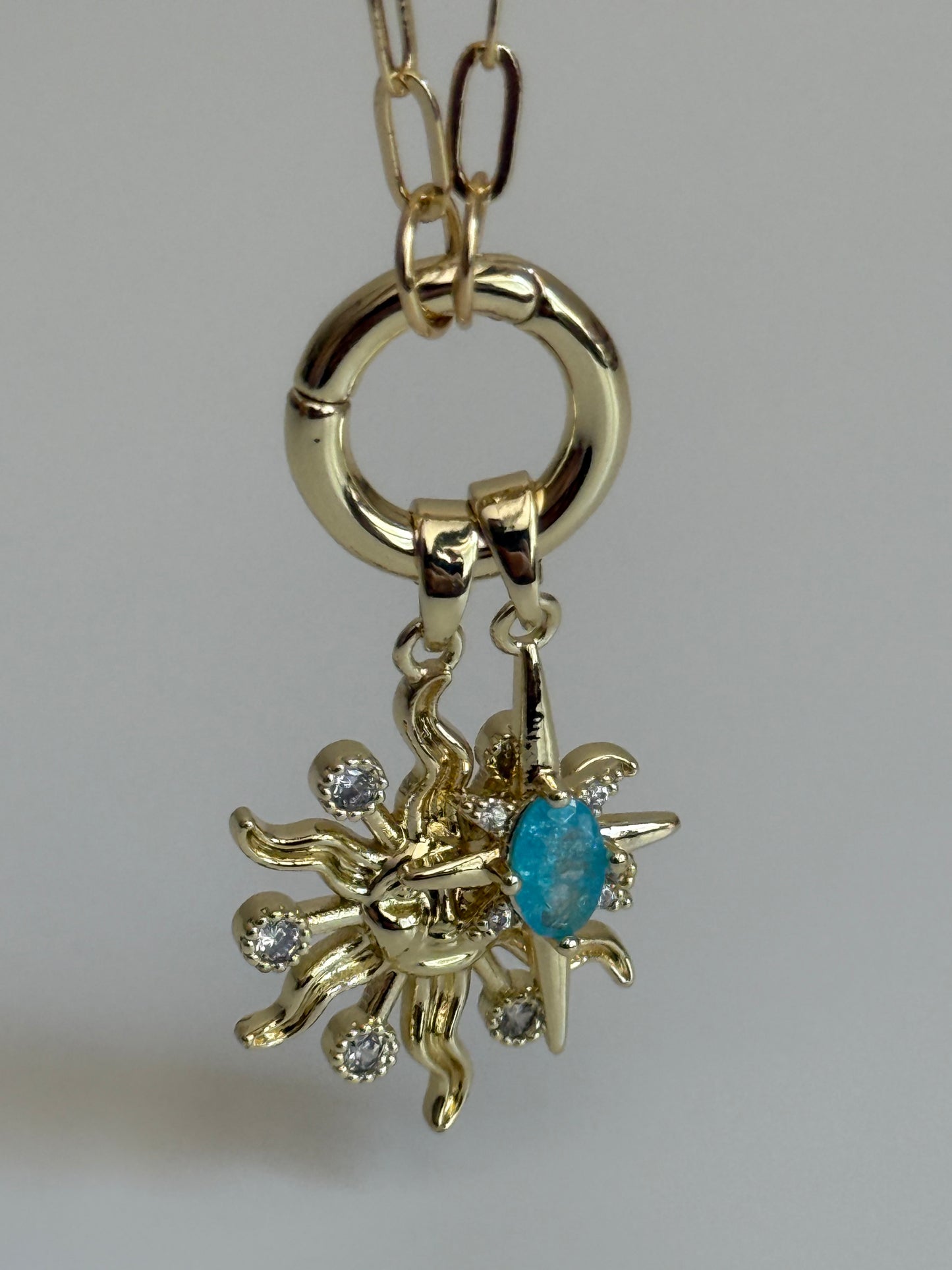 Gold Rengi Güneş&Taş Model Kadın Zincir Kolye