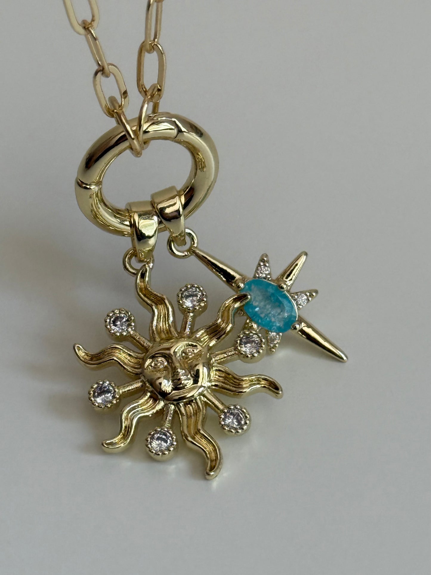 Gold Rengi Güneş&Taş Model Kadın Zincir Kolye