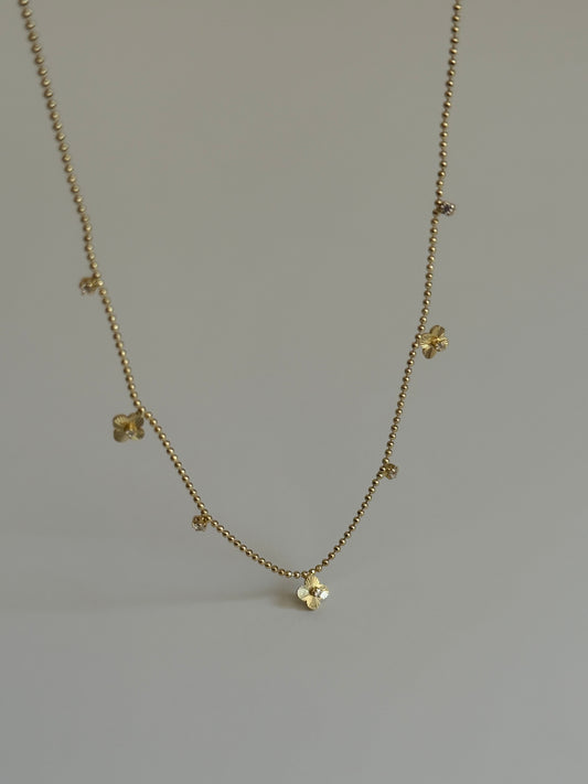 Gold Rengi Top Zincir Yonca Model Kadın Kolye