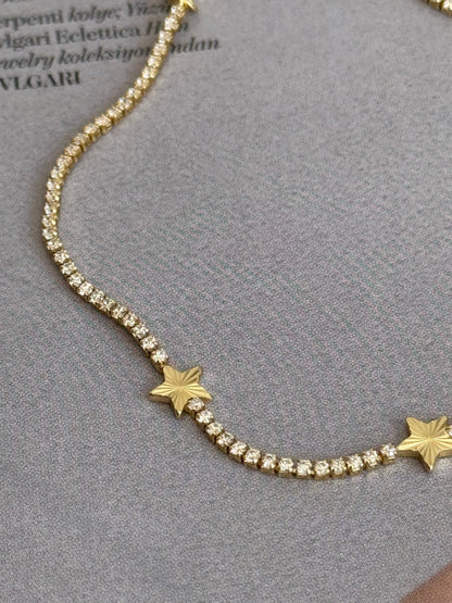 Gold Rengi Çizgili Yıldız Model Su Yolu Kadın Bileklik