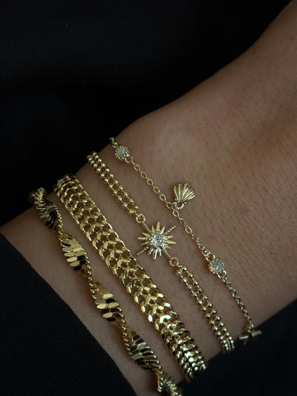 Gold Rengi Hasır Zincir Model Kadın Bileklik
