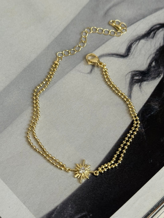 Gold Rengi Kutup Yıldızı Model Top Zincirli Kadın Bileklik