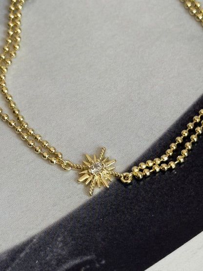 Gold Rengi Kutup Yıldızı Model Top Zincirli Kadın Bileklik