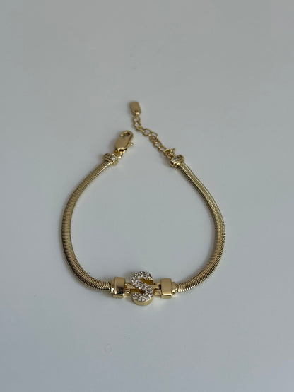 Gold Rengi İtalyan Zincir Model Harfli Kadın Bileklik