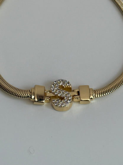 Gold Rengi İtalyan Zincir Model Harfli Kadın Bileklik