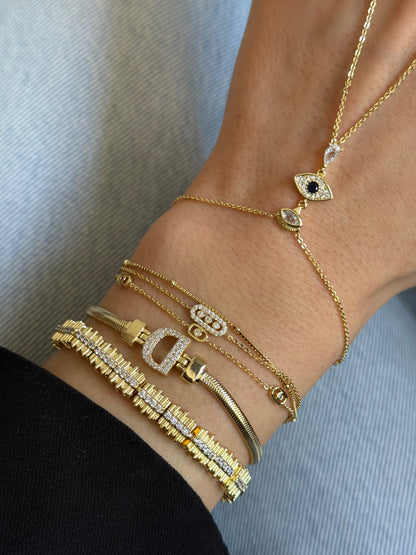 Gold Rengi İtalyan Zincir Model Harfli Kadın Bileklik