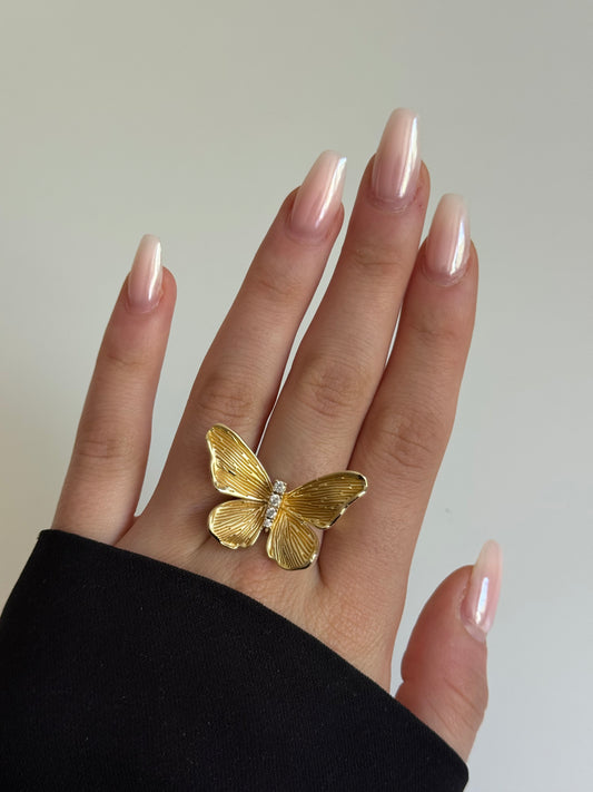 Gold Rengi Kelebek Model Kadın Yüzük