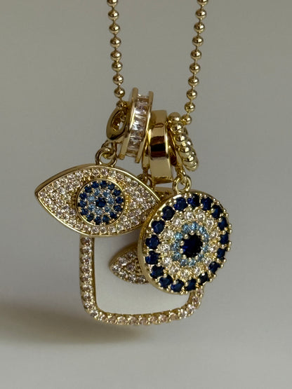 Gold Rengi Renkli Taşlı Charm Kadın Kolye