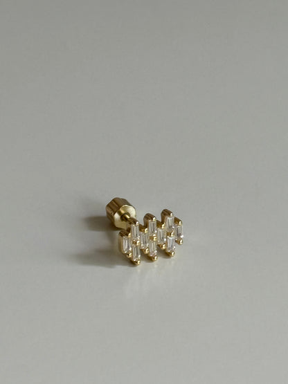 Gold Rengi Taşlı 925 Ayar Gümüş Piercing