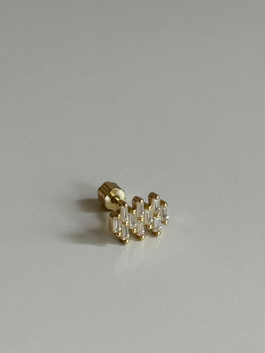 Gold Rengi Taşlı 925 Ayar Gümüş Piercing
